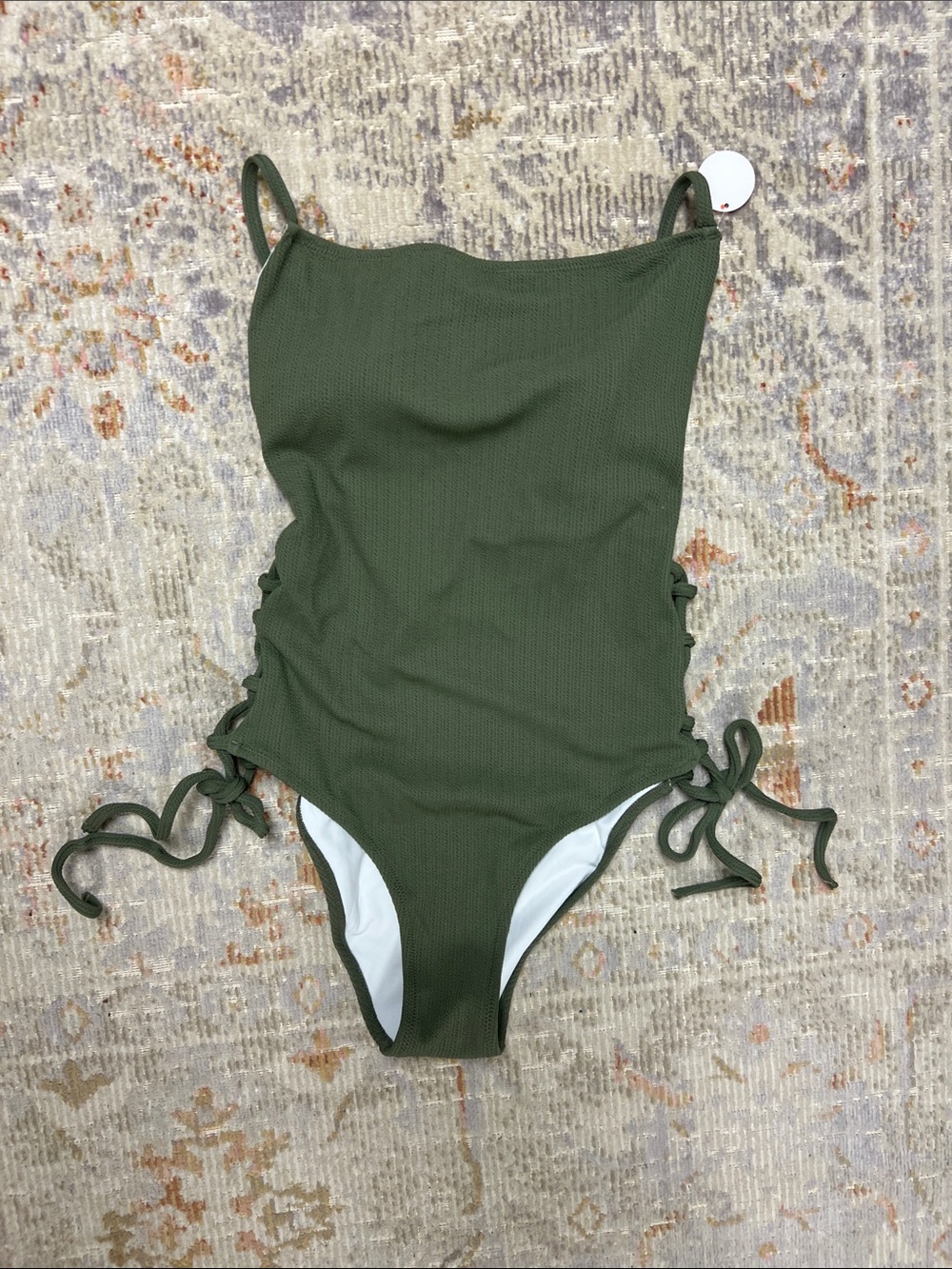 NWT Olive Green One-Piece Swimsuit with Side Ties
